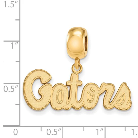 Sterling Silver Gold-plated LogoArt University of Florida Gators Script Small Dangle Bead Charm - Image 2