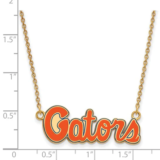 Sterling Silver Gold-plated LogoArt University of Florida Gators Script Small Enameled Pendant 18 inch Necklace - Image 2