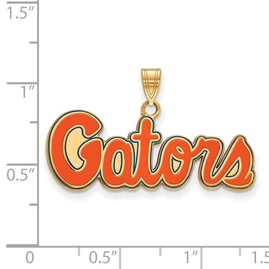 Sterling Silver Gold-plated LogoArt University of Florida Gators Script Small Enameled Pendant - Image 2