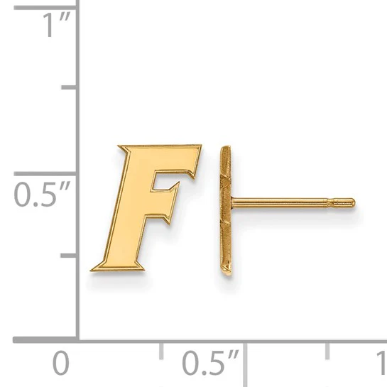 Sterling Silver Gold-plated LogoArt University of Florida Letter F Extra Small Post Earrings - Image 2