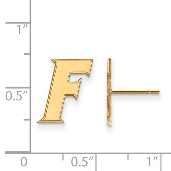Sterling Silver Gold-plated LogoArt University of Florida Letter F Small Post Earrings - Image 2