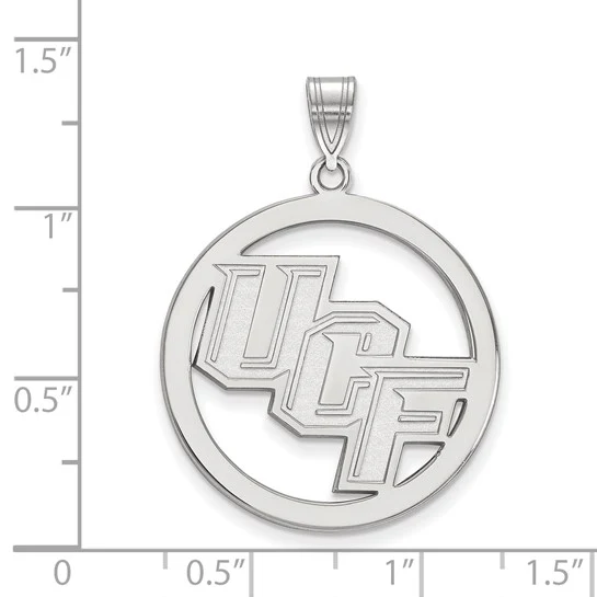 Sterling Silver Rhodium-plated LogoArt University of Central Florida U-C-F Extra Large Circle Pendant - Image 2