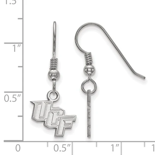 Sterling Silver Rhodium-plated LogoArt University of Central Florida U-C-F Extra Small Dangle Wire Earrings - Image 2