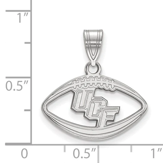 Sterling Silver Rhodium-plated LogoArt University of Central Florida U-C-F Football Pendant - Image 2