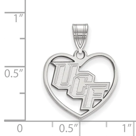 Sterling Silver Rhodium-plated LogoArt University of Central Florida U-C-F Heart Pendant - Image 2