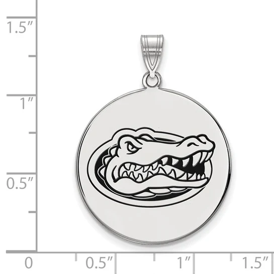 Sterling Silver Rhodium-plated LogoArt University of Florida Gator Extra Large Enameled Disc Pendant - Image 2