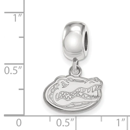 Sterling Silver Rhodium-plated LogoArt University of Florida Gator Extra Small Dangle Bead Charm - Image 2
