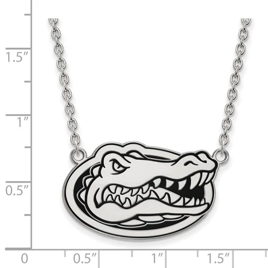 Sterling Silver Rhodium-plated LogoArt University of Florida Gator Large Enameled Pendant 18 inch Necklace - Image 2