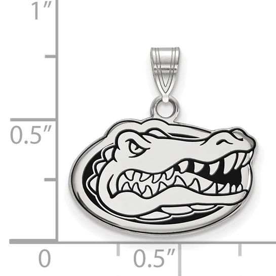 Sterling Silver Rhodium-plated LogoArt University of Florida Gator Small Enameled Pendant - Image 2