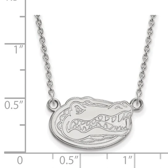 Sterling Silver Rhodium-plated LogoArt University of Florida Gator Small Pendant 18 inch Necklace - Image 2