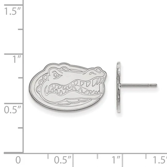 Sterling Silver Rhodium-plated LogoArt University of Florida Gator Small Post Earrings - Image 2