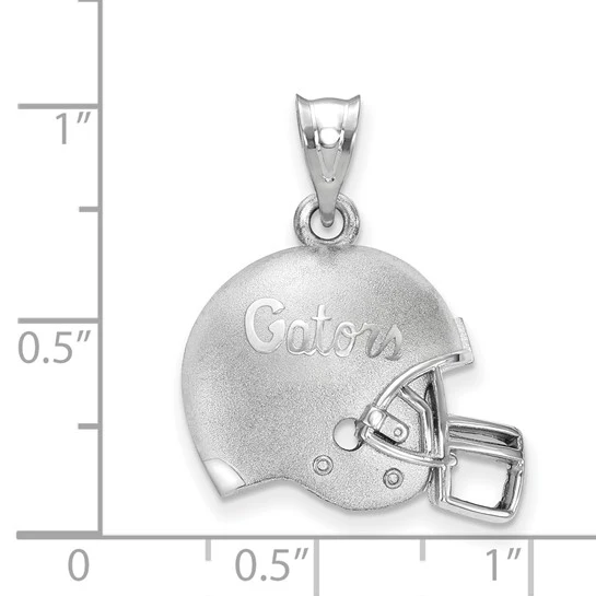 Sterling Silver Rhodium-plated LogoArt University of Florida Gators Script Domed Football Helmet Pendant - Image 2