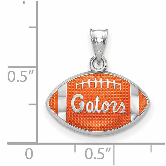 Sterling Silver Rhodium-plated LogoArt University of Florida Gators Script Enameled Football Pendant - Image 2