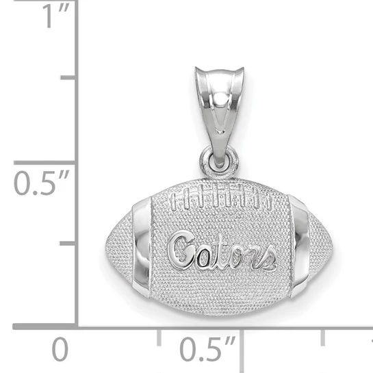 Sterling Silver Rhodium-plated LogoArt University of Florida Gators Script Football Pendant - Image 2