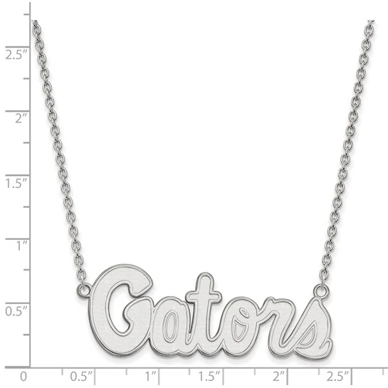 Sterling Silver Rhodium-plated LogoArt University of Florida Gators Script Large Pendant 18 inch Necklace - Image 2