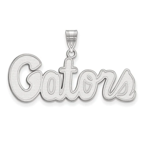 Sterling Silver Rhodium-plated LogoArt University of Florida Gators Script Medium Pendant