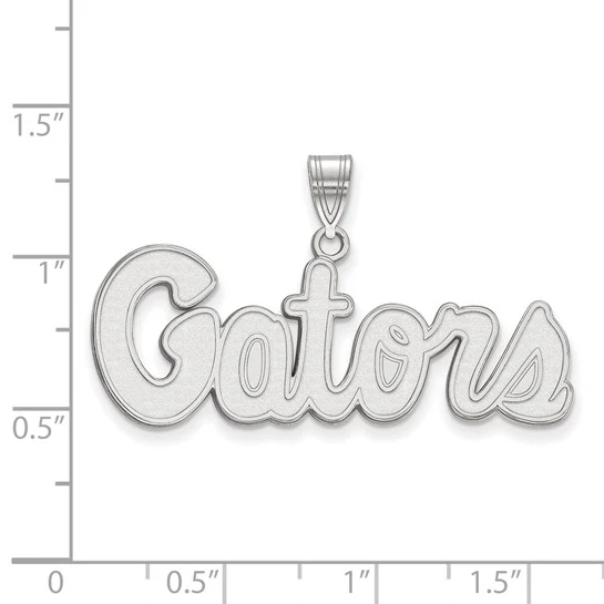 Sterling Silver Rhodium-plated LogoArt University of Florida Gators Script Medium Pendant - Image 2