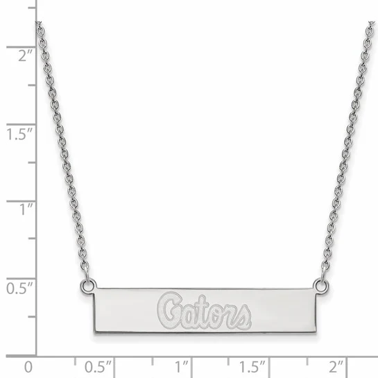 Sterling Silver Rhodium-plated LogoArt University of Florida Gators Script Small Bar 18 inch Necklace - Image 2