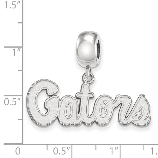 Sterling Silver Rhodium-plated LogoArt University of Florida Gators Script Small Dangle Bead Charm - Image 2