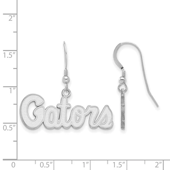 Sterling Silver Rhodium-plated LogoArt University of Florida Gators Script Small Dangle Wire Earrings - Image 2