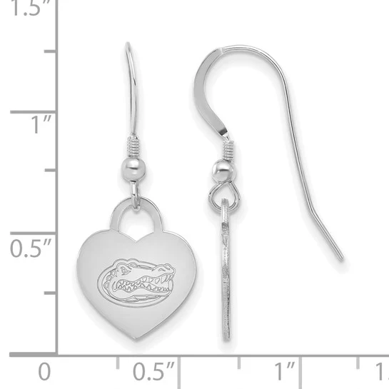 Sterling Silver Rhodium-plated LogoArt University of Florida Heart Dangle Earrings - Image 2