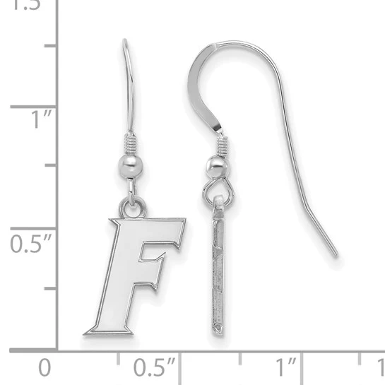 Sterling Silver Rhodium-plated LogoArt University of Florida Letter F Small Dangle Wire Earrings - Image 2
