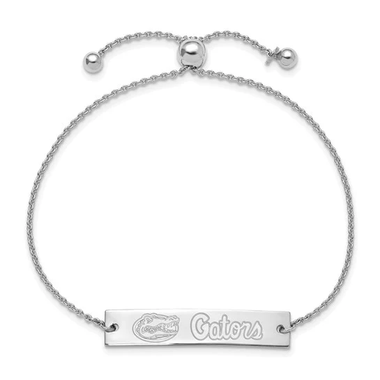 Sterling Silver Rhodium-plated LogoArt University of Florida Name Bar Adjustable Bracelet - Image 2