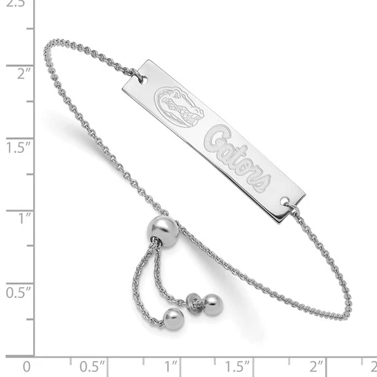 Sterling Silver Rhodium-plated LogoArt University of Florida Name Bar Adjustable Bracelet - Image 3