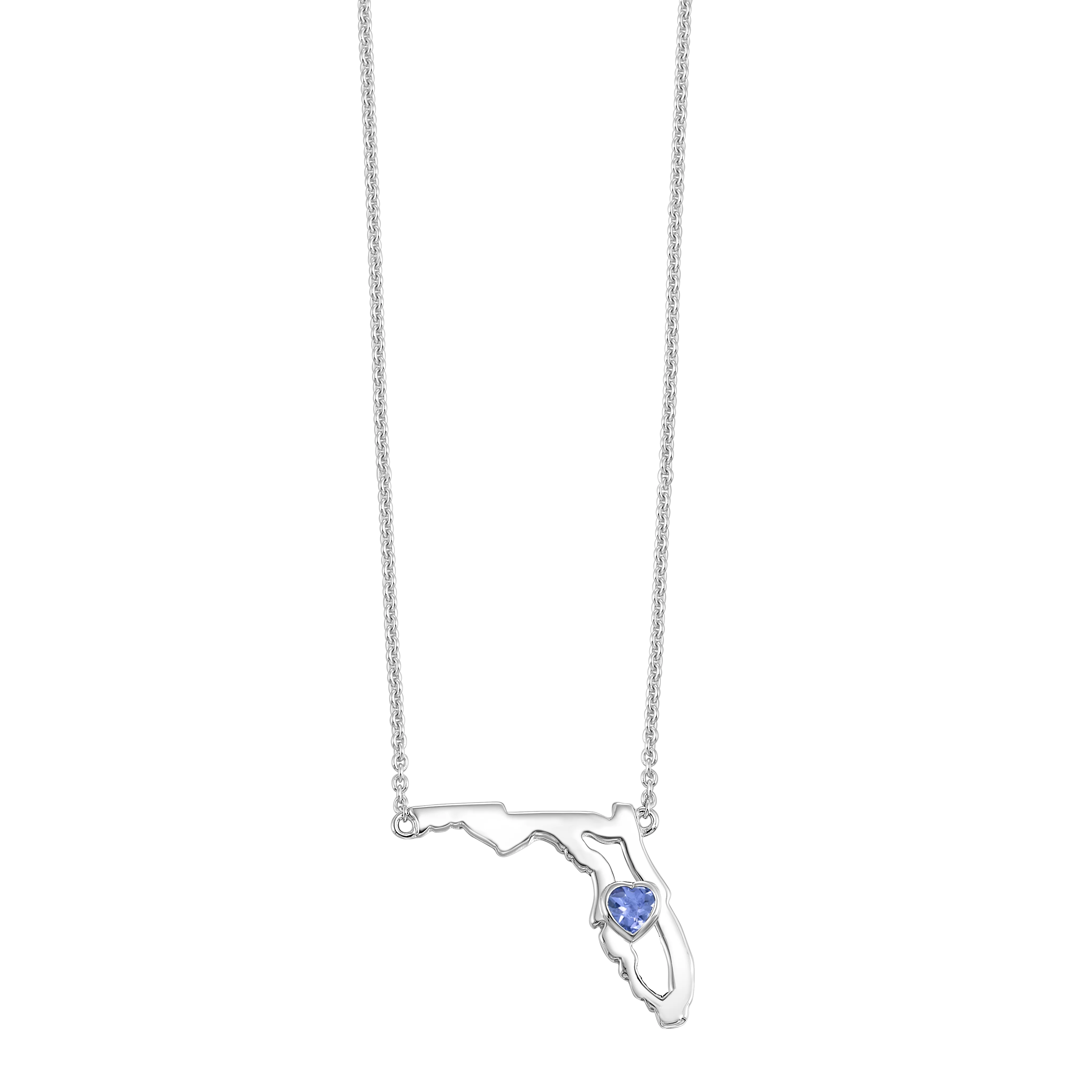 Sterling Silver Synthetic Alexandrite Heart in Florida Necklace