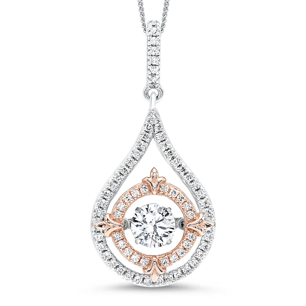 Sterling Silver Two Tone Teardrop Pendant