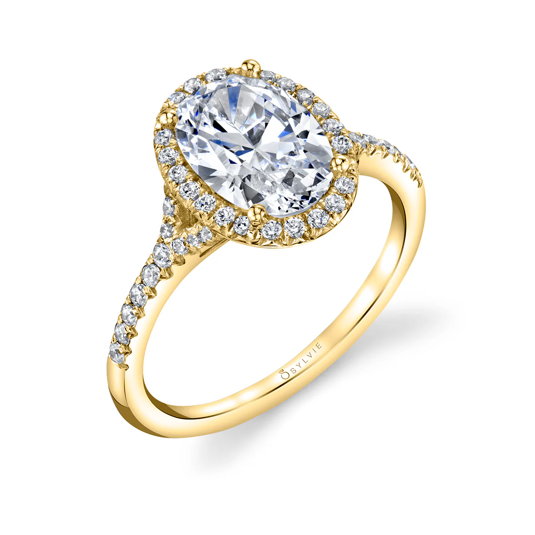 Sylvie Alexandra Oval Cut Halo Diamond Engagement Ring Setting - Image 2
