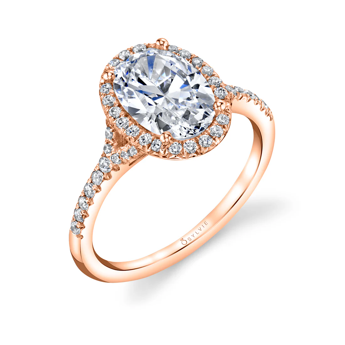 Sylvie Alexandra Oval Cut Halo Diamond Engagement Ring Setting - Image 3