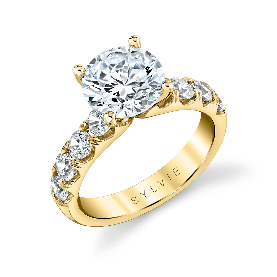 Sylvie Andrea Round Classic Wide Band Engagement Ring Setting - Image 2