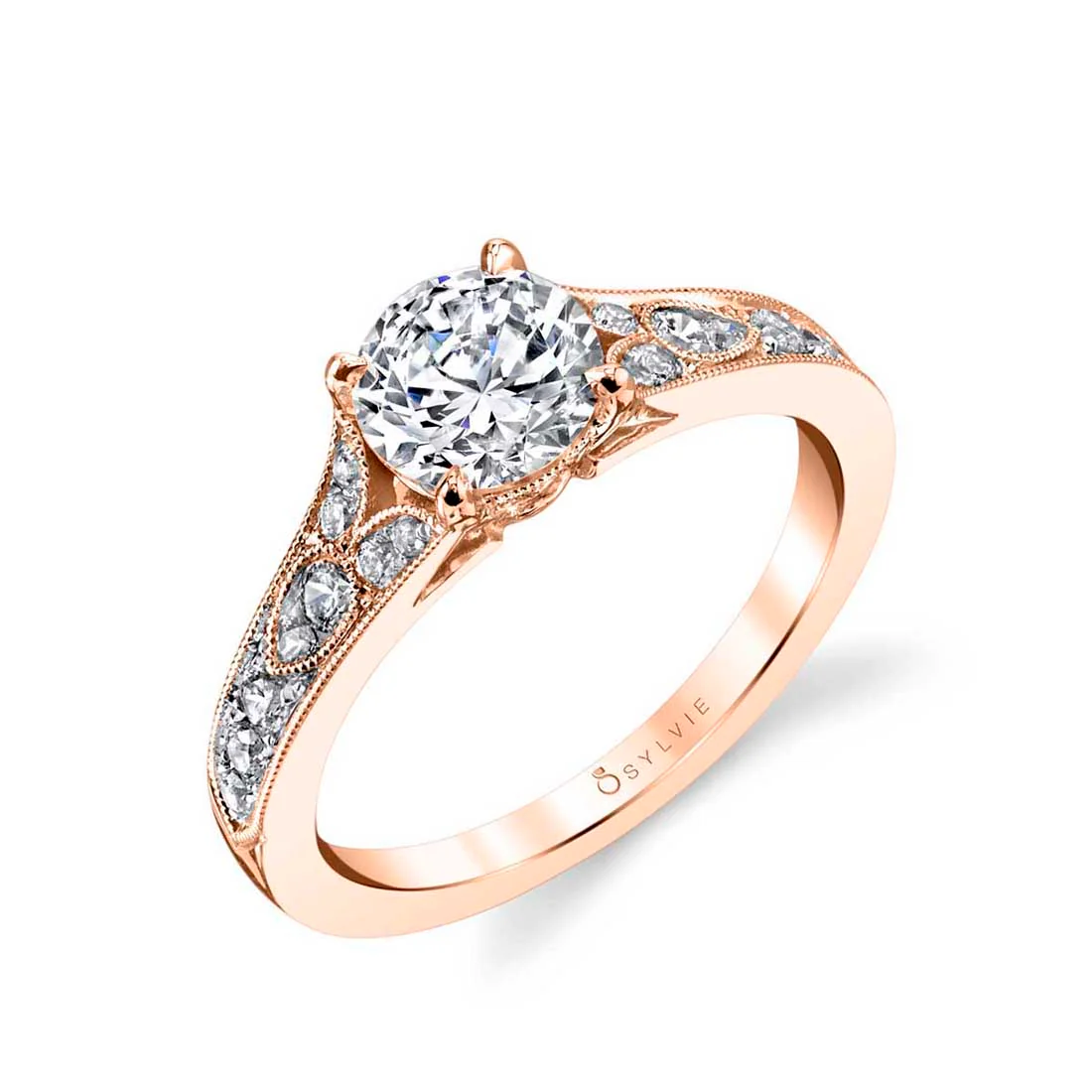 Sylvie Chereen Round Vintage Engagement Ring Setting - Image 3