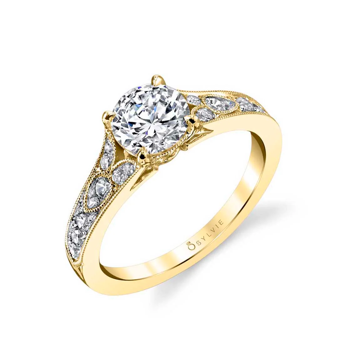 Sylvie Chereen Round Vintage Engagement Ring Setting - Image 2
