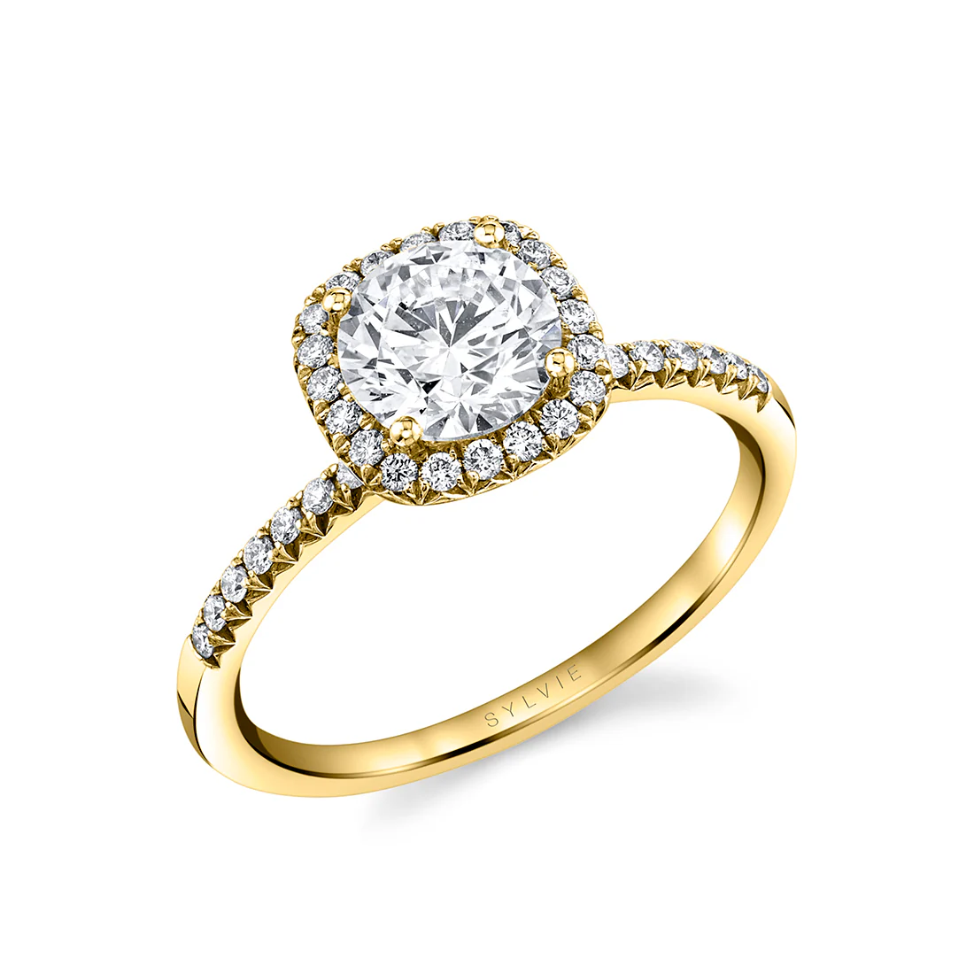 Sylvie Classic Halo Engagement Ring Setting - Image 2