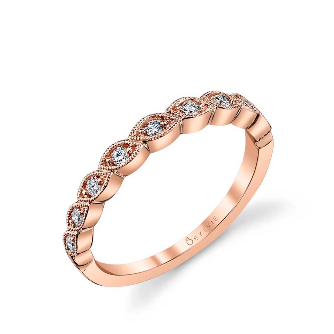 Sylvie Fiona Gold & Diamond Wedding Band Setting - Image 2