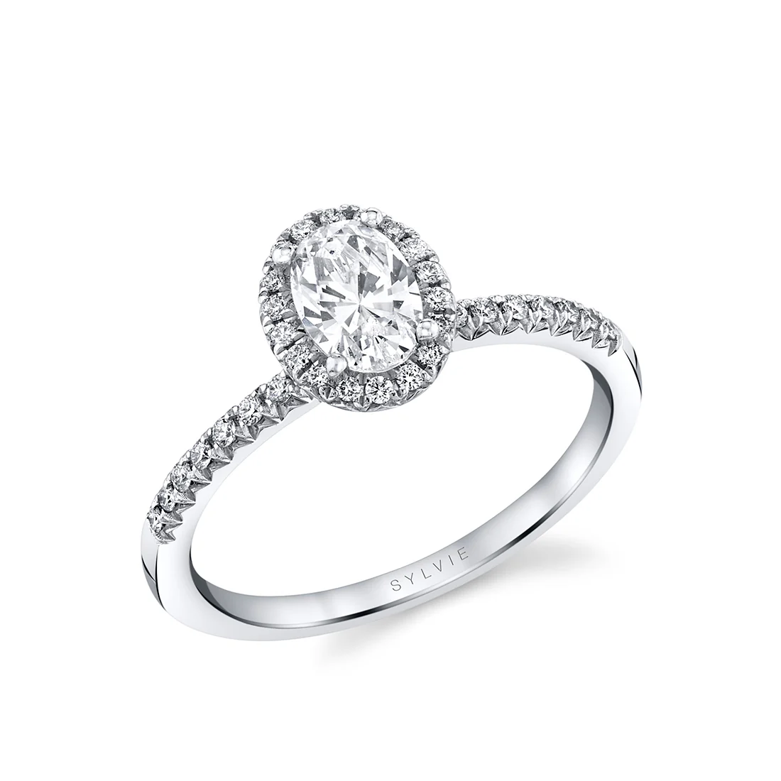 Sylvie Designed Oval Cut Halo Engagement Ring Setting