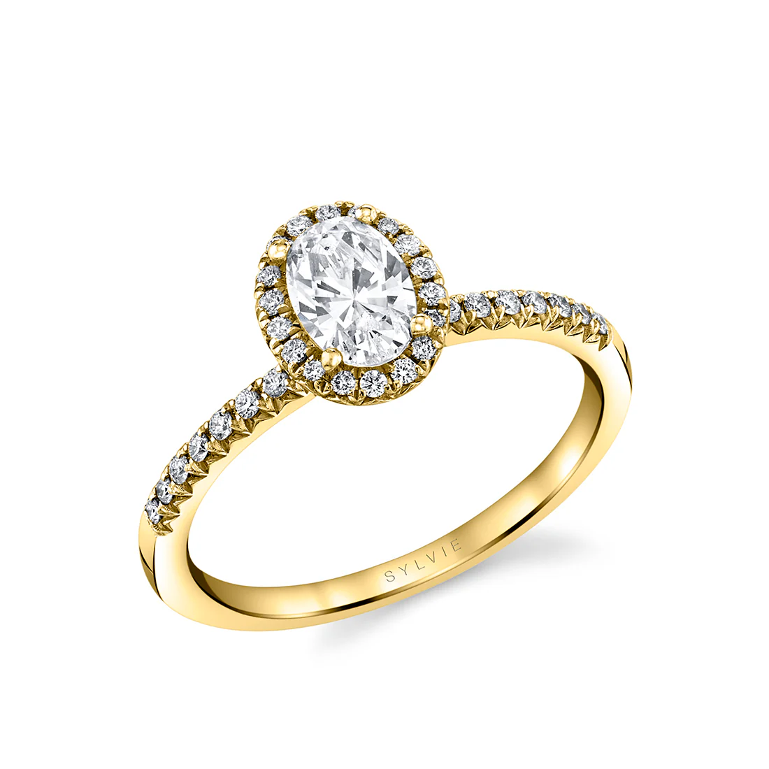 Sylvie Designed Oval Cut Halo Engagement Ring Setting - Image 2