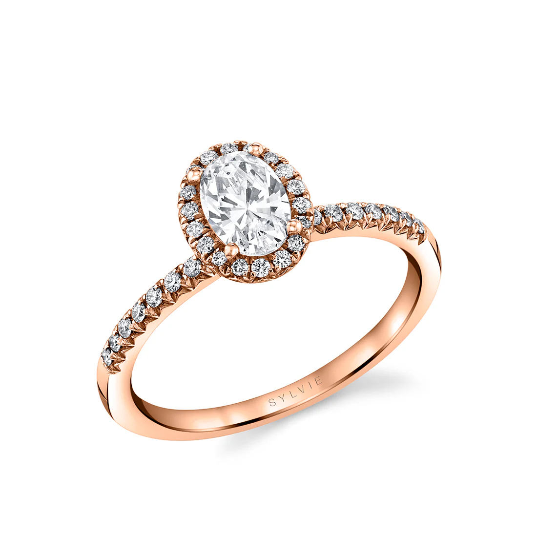 Sylvie Designed Oval Cut Halo Engagement Ring Setting - Image 3