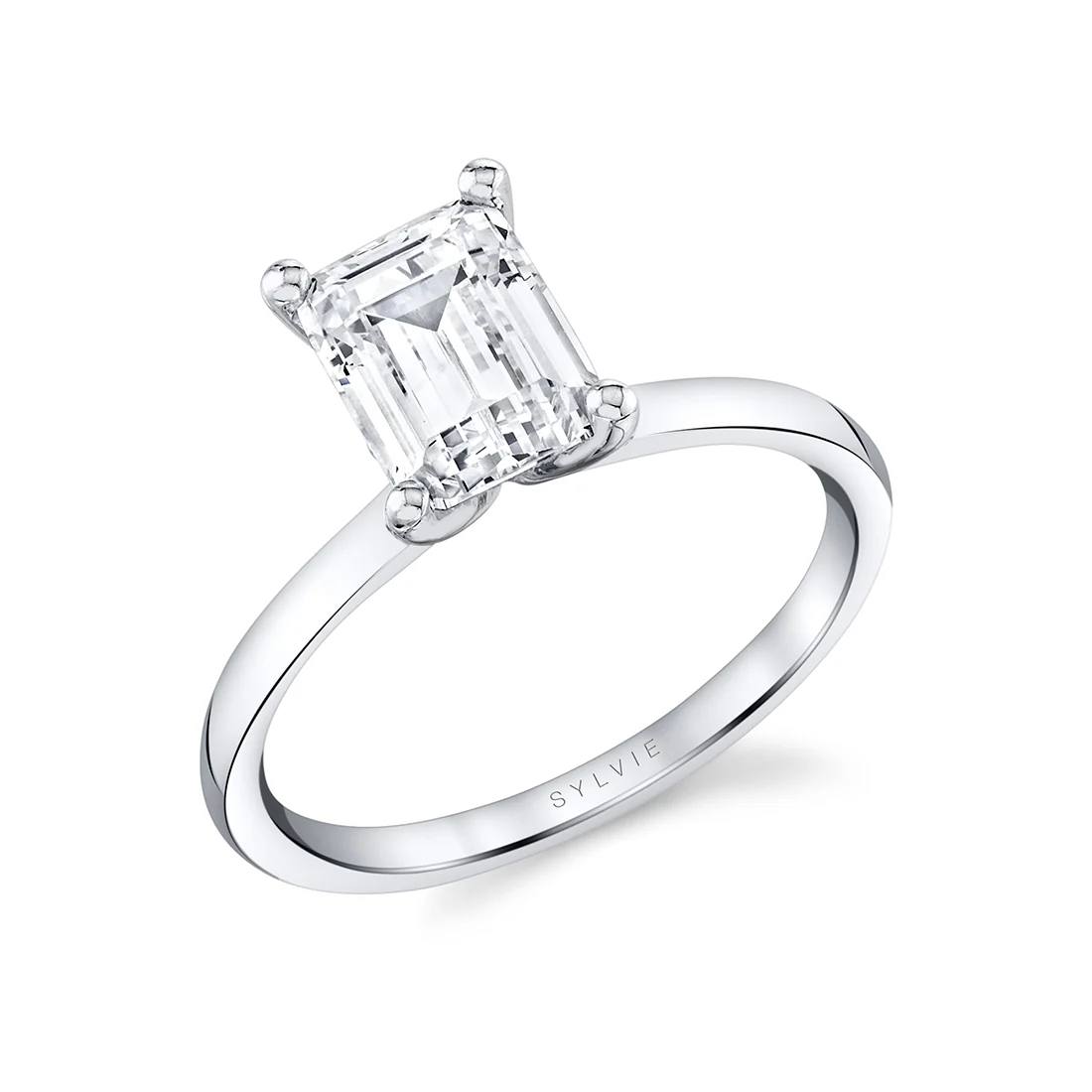 Sylvie Dominique Emerald or Round Solitaire Engagement Ring Setting