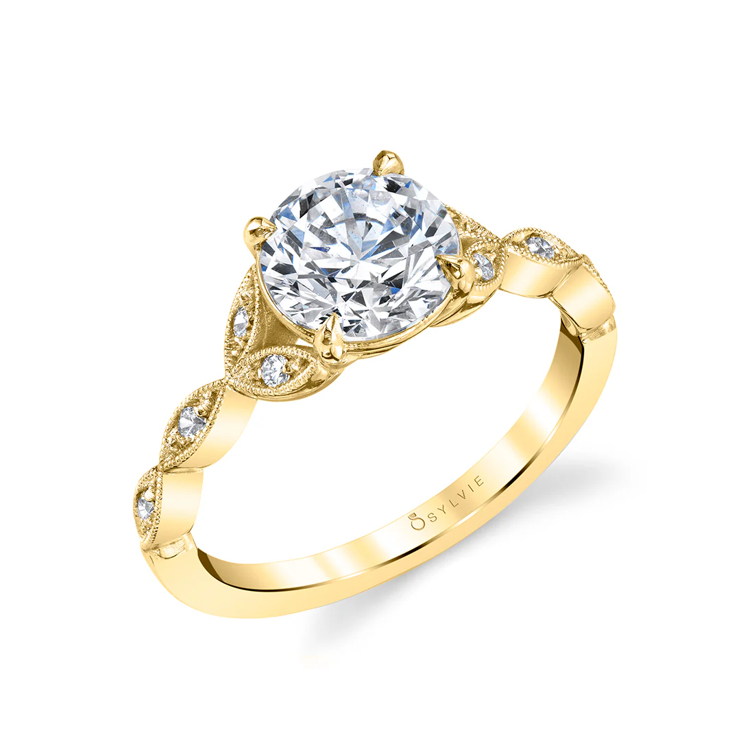 Sylvie Frederique Round Vintage Engagement Ring Setting - Image 2