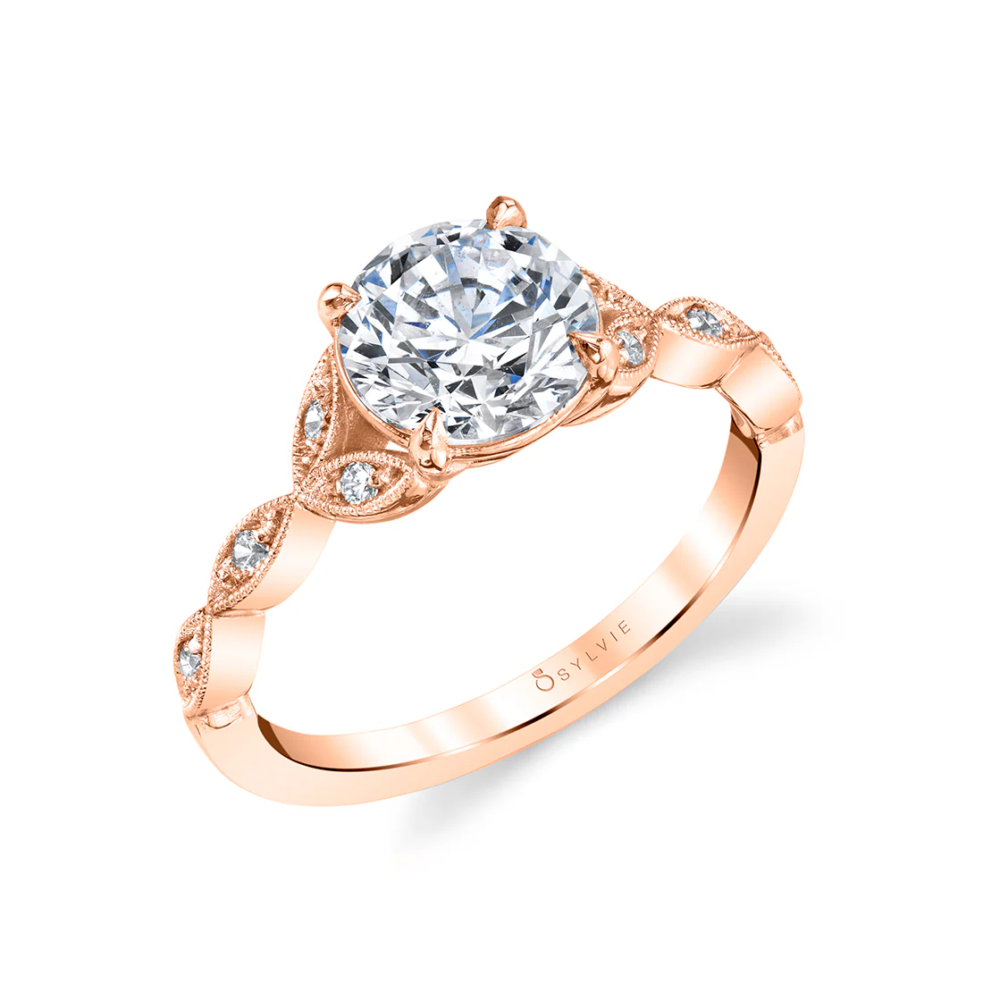 Sylvie Frederique Round Vintage Engagement Ring Setting - Image 3