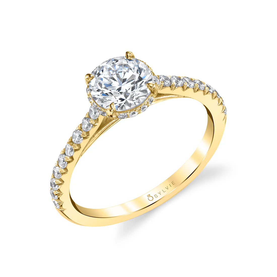 Sylvie Harmonie Round Classic Hidden Halo Engagement Ring Setting - Image 2