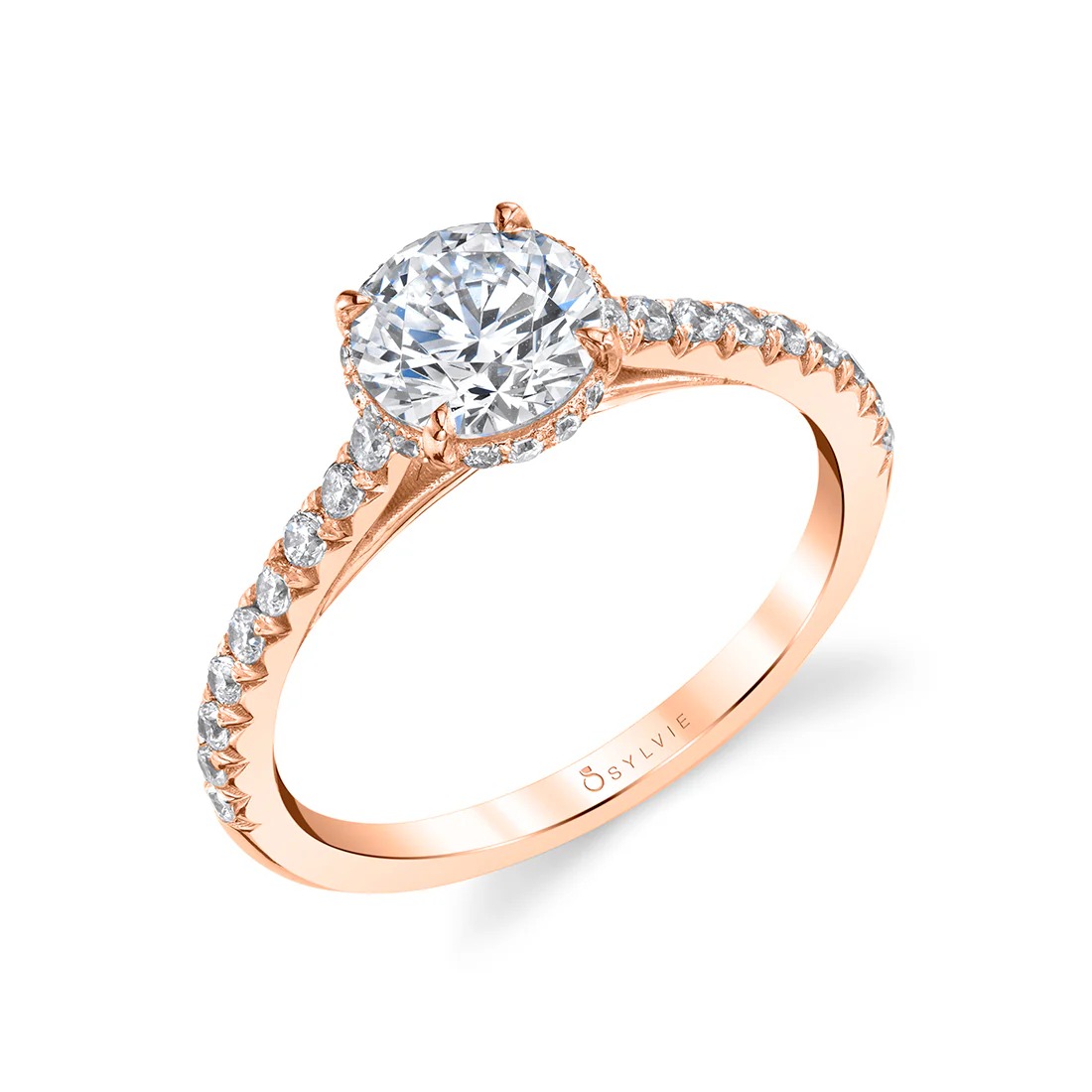 Sylvie Harmonie Round Classic Hidden Halo Engagement Ring Setting - Image 3