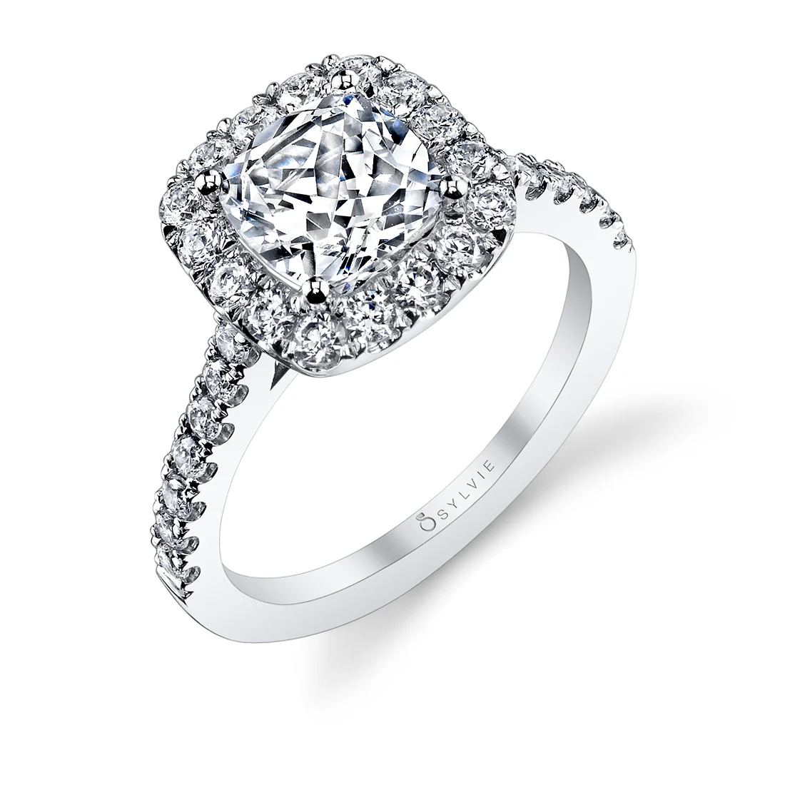 Sylvie Jacalyn Classic Cushion Halo Engagement Ring Setting
