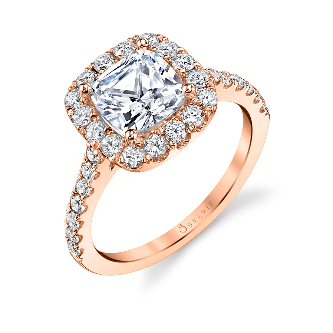 Sylvie Jacalyn Classic Cushion Halo Engagement Ring Setting - Image 3