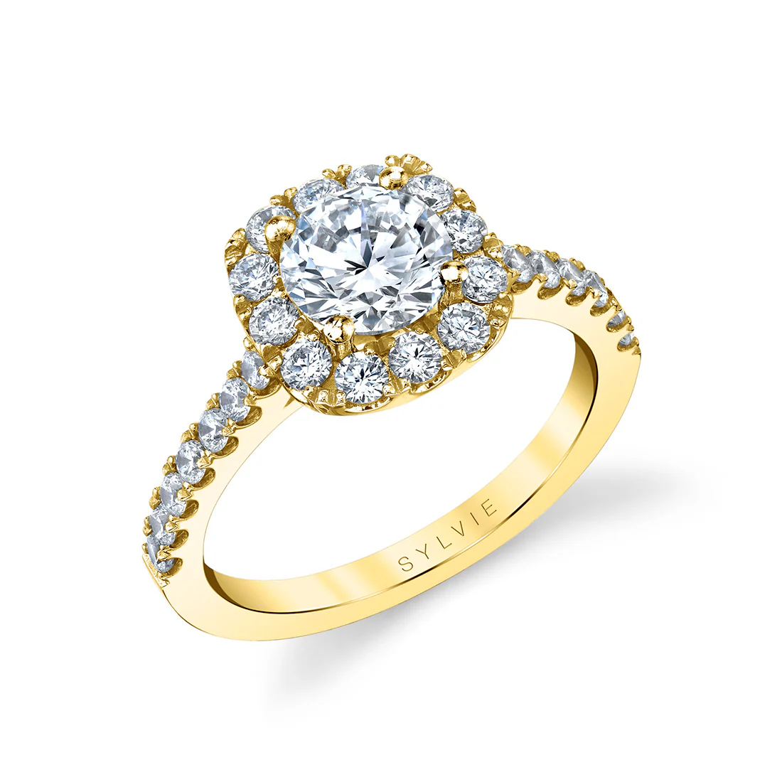 Sylvie Jacalyn Classic Round Halo Engagement Ring Setting - Image 2