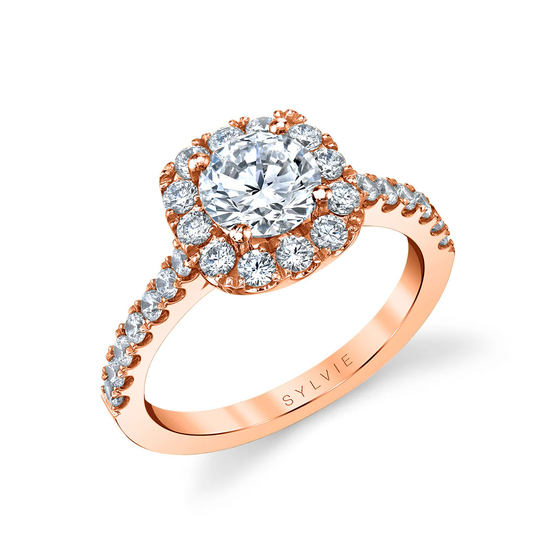 Sylvie Jacalyn Classic Round Halo Engagement Ring Setting - Image 3