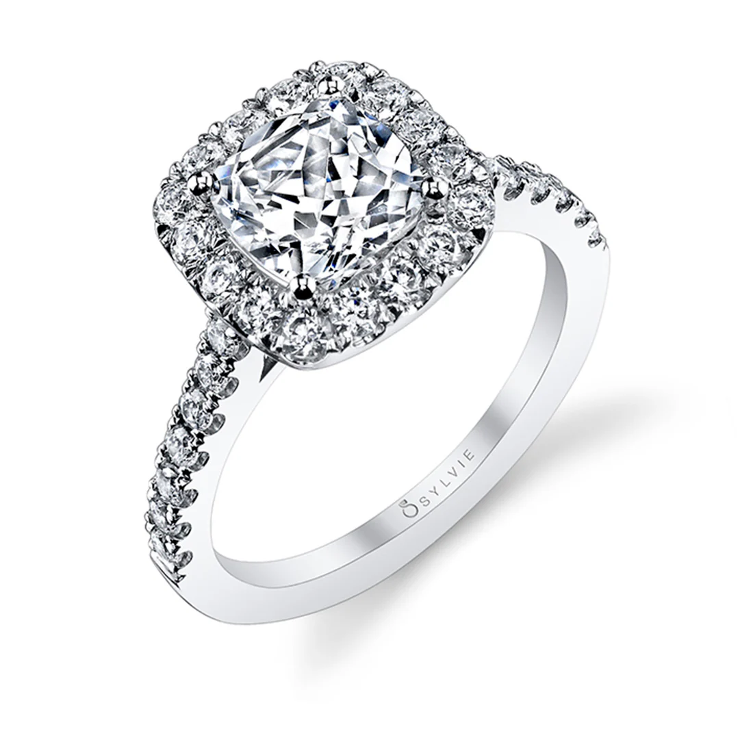 Sylvie Jacalyn Classic Round Halo Engagement Ring Setting - Image 4